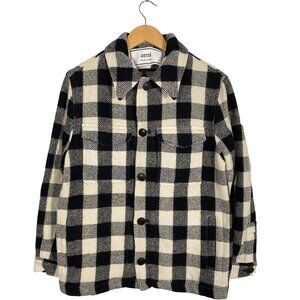 Ami Paris White / Black Overcheck Flannel Shirt Jacket men's size Medium